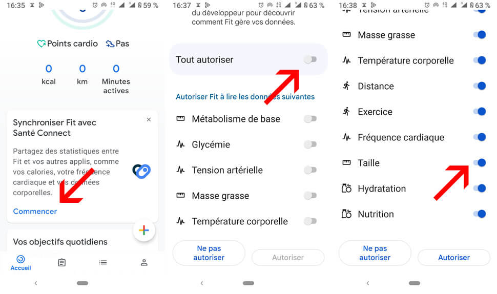 Autoriser Santé Connect à accéder à Google Fit