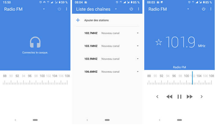 Casque filaire utilisé comme antenne pour écouter la radio FM sur un smartphone