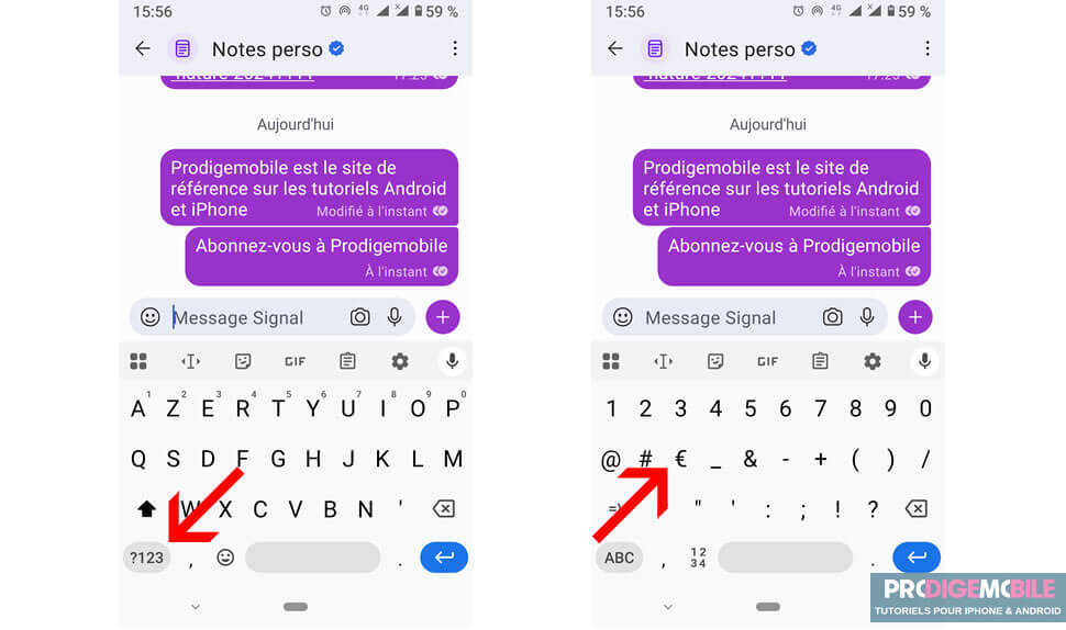 Méthode pour insérer le symbole euro sur un smartphone Android