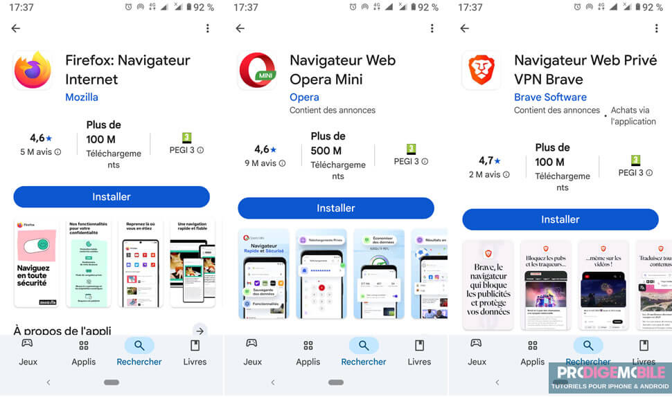 Firefox, Brave ou Opera comme alternative à Chrome sur les smartphones Android 8 et 9