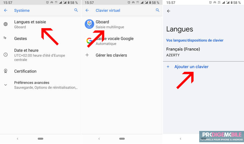 Accéder aux paramètres de langue sur Android pour modifier le clavier virtuel
