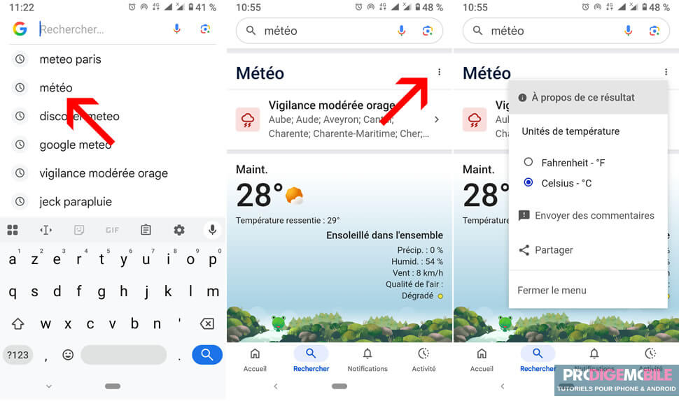 Afficher les prévisions météo de votre région sur votre téléphone