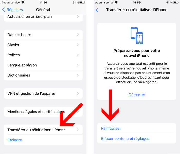 Procédure à suivre pour réinitialiser un iPhone ou un iPad