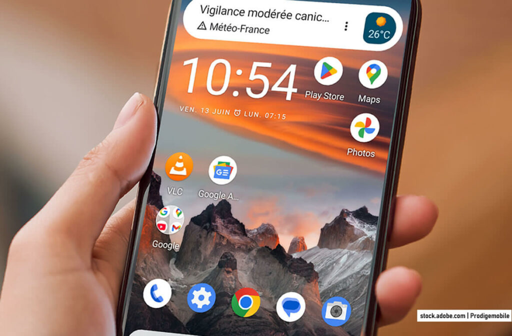 Widget Google Météo affiché sur l’écran d’accueil Android