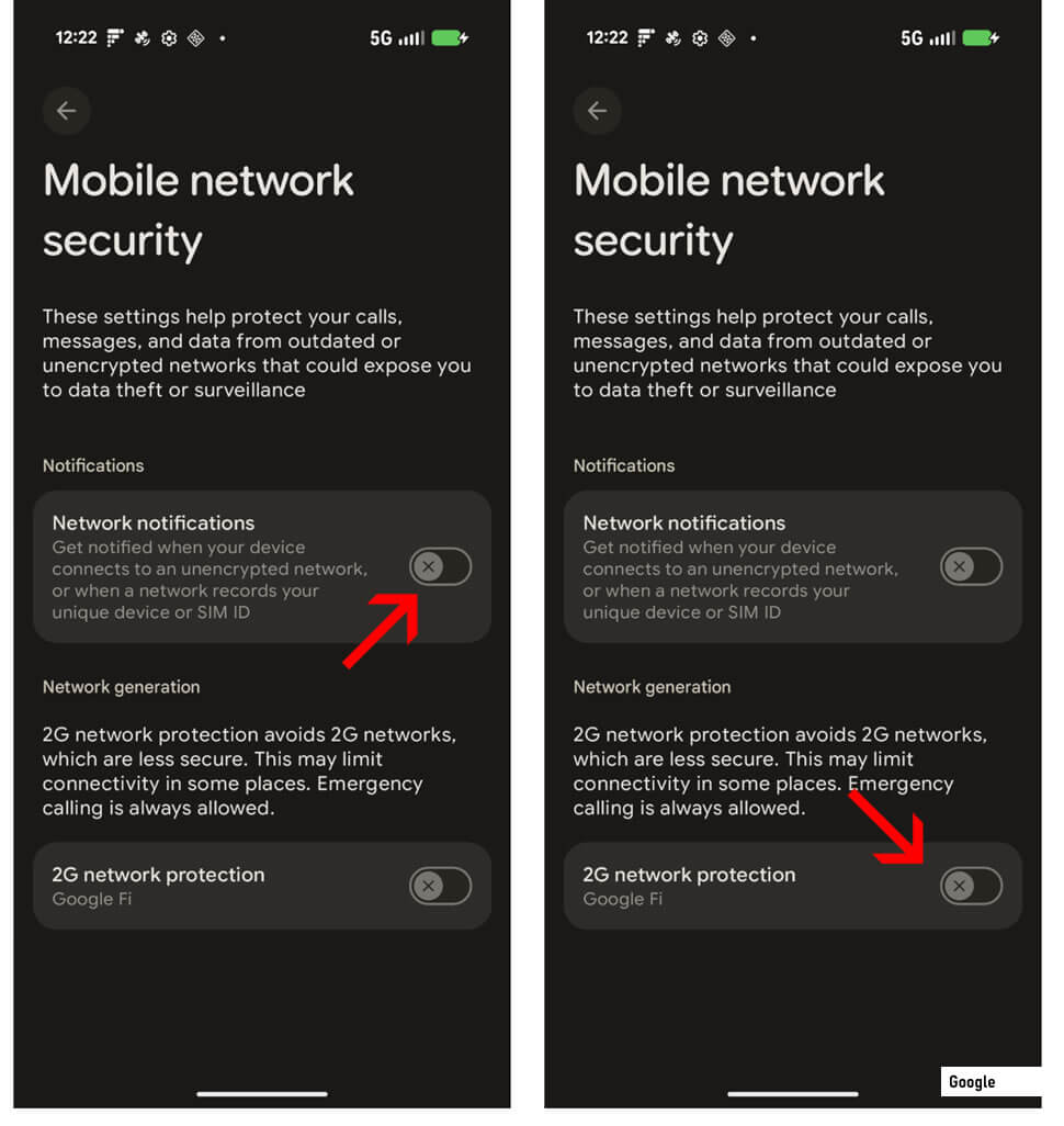 Système sur Android 16 informant l’utilisateur d’un réseau mobile potentiellement malveillant