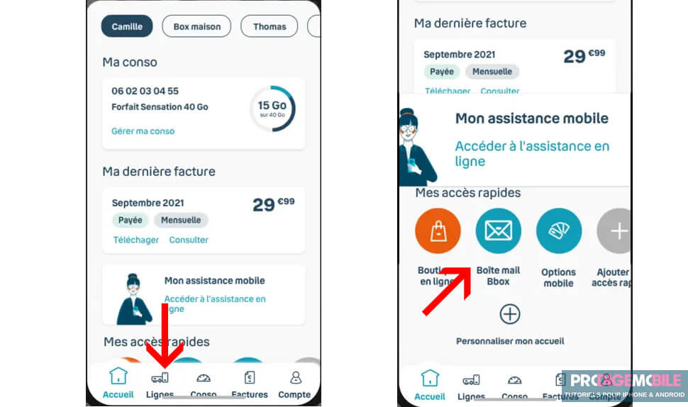 Connexion à la messagerie Bbox via l’application sur smartphone
