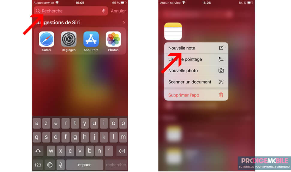 Créer une nouvelle note en passant directement par Spotlight