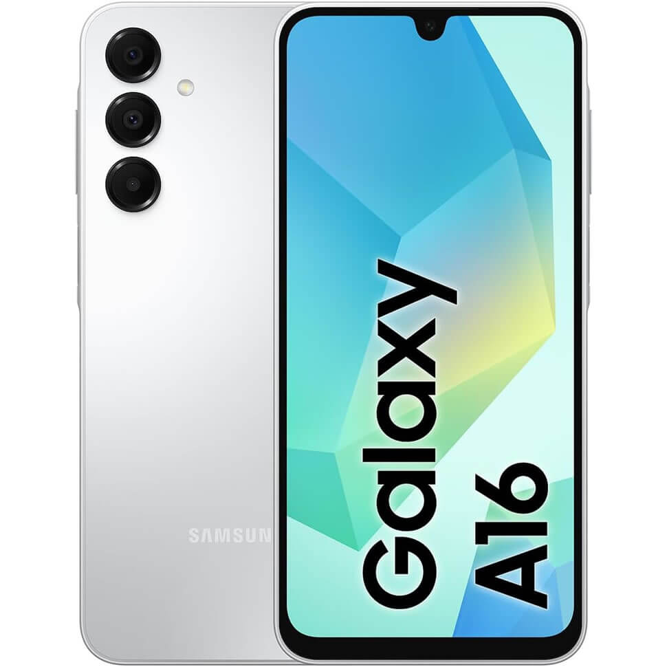 Design avant et arrière du Samsung Galaxy A16 avec triple capteur photo et écran AMOLED