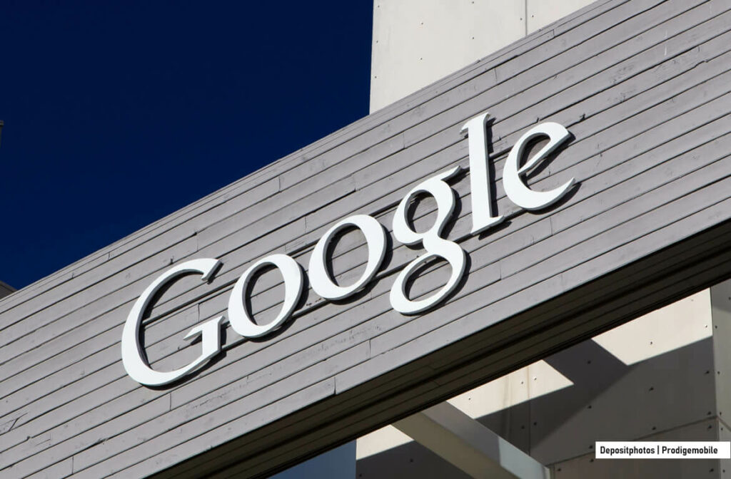 Logo de la société Google sur le siège social Googleplex