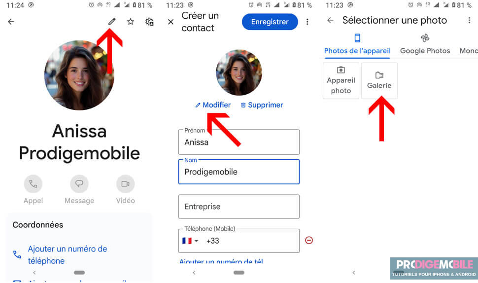 Changer la photo de profil d’un contact depuis sa fiche