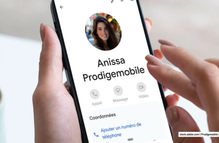 Fiche contact Android ouverte avec la photo du correspondant