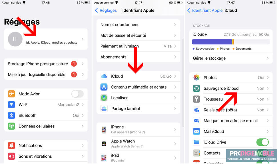 Étapes pour sauvegarder un iPhone sur iCloud avant d’installer iOS 26 bêta