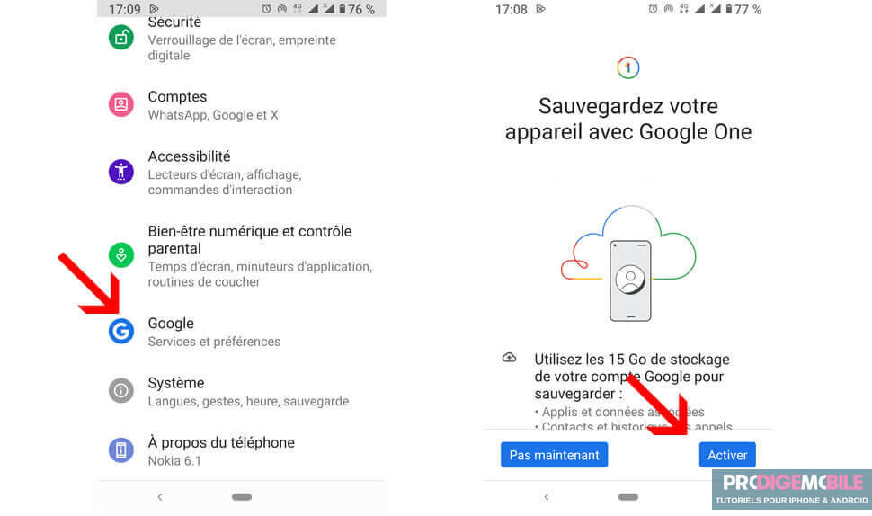 Sauvegarder le contenu de votre smartphone Android sur Google One