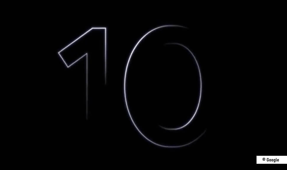 Images de la vidéo du teaser montrant la transformation du chiffre 10 en barre photo