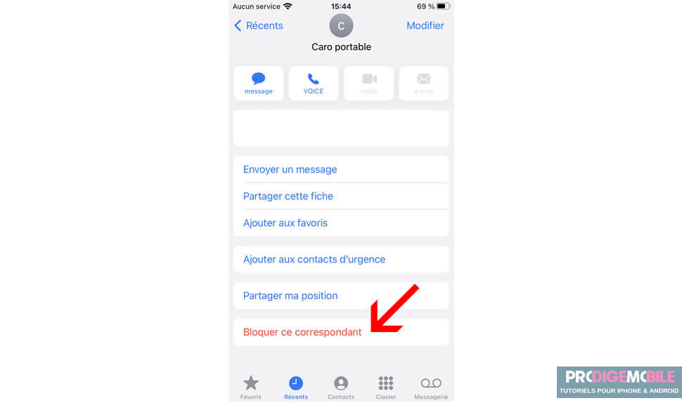 Activation du filtrage des SMS provenant du numéro d’un contact