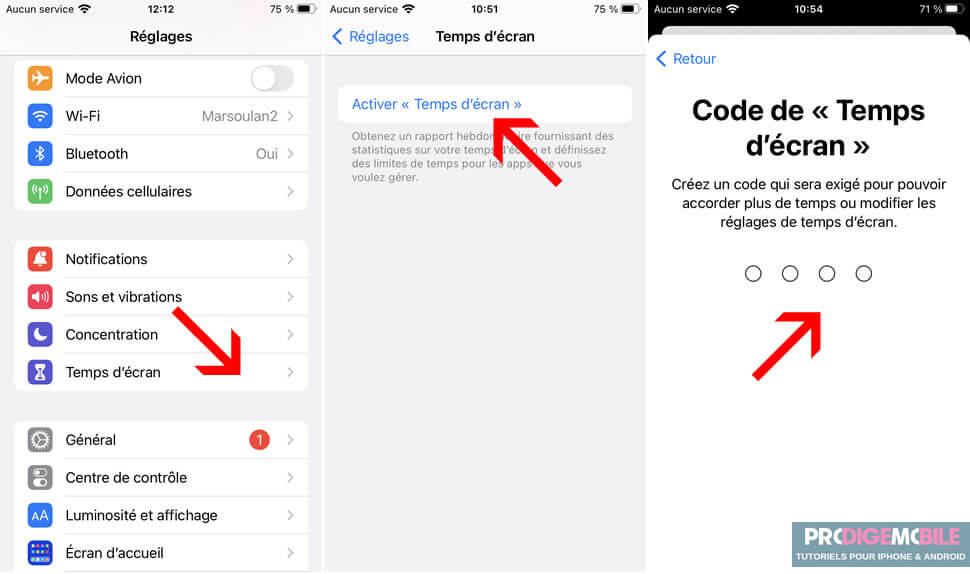 Activer la fonction Temps d’écran sur iPhone pour contrôler l’installation d’applications.