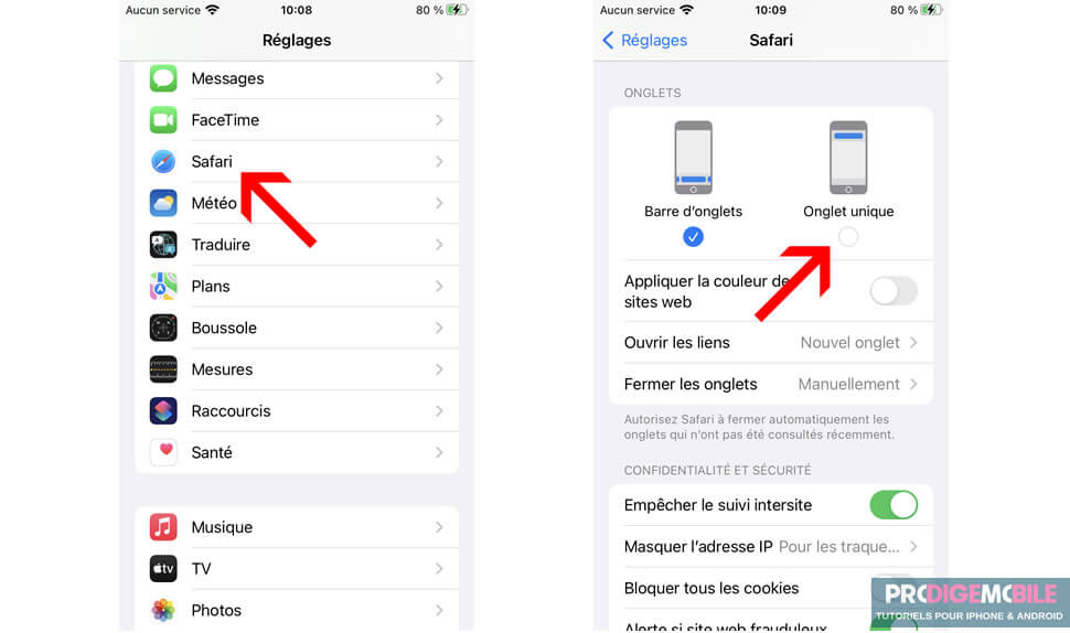 Placer la barre d’adresses de Safari en haut de l’écran de votre téléphone