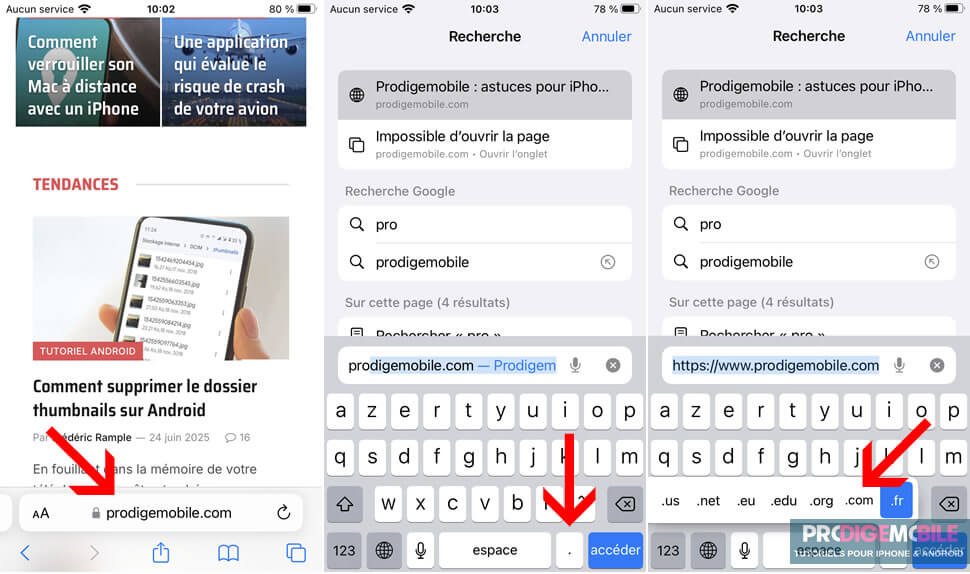 Tapez automatiquement une extension de domaine dans Safari