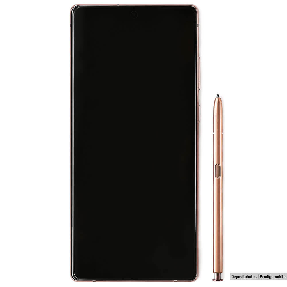 Stylet S Pen posé à côté d’un Samsung Galaxy Note, symbole emblématique de la gamme