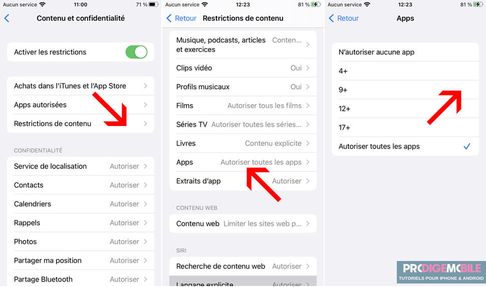 Restriction d’applications sur iPhone en fonction de l’âge via les réglages Temps d’écran