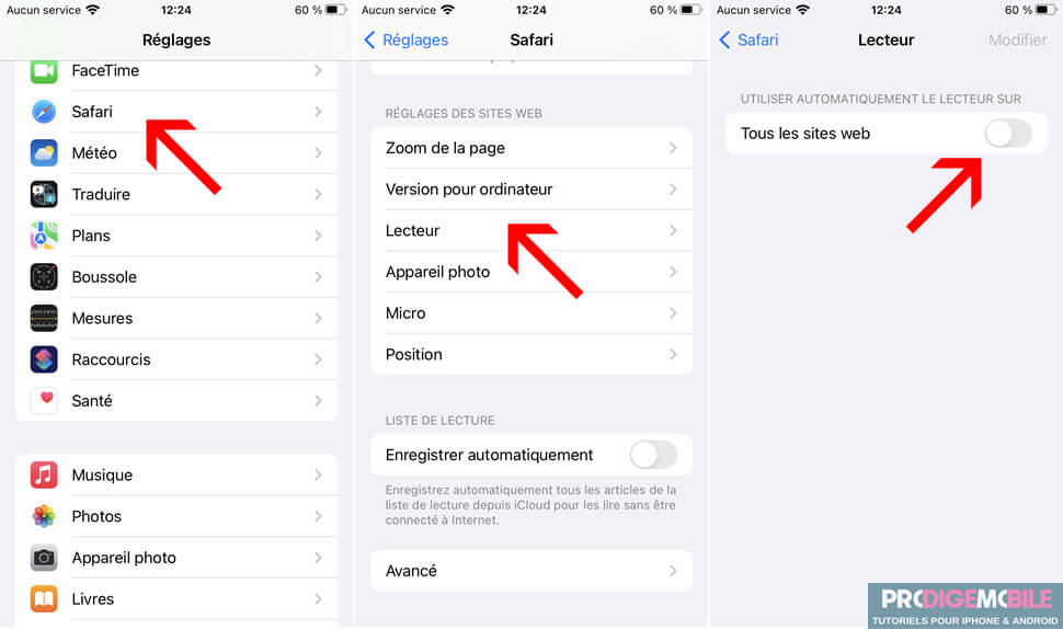 Activer le mode Lecteur sur tous les sites web