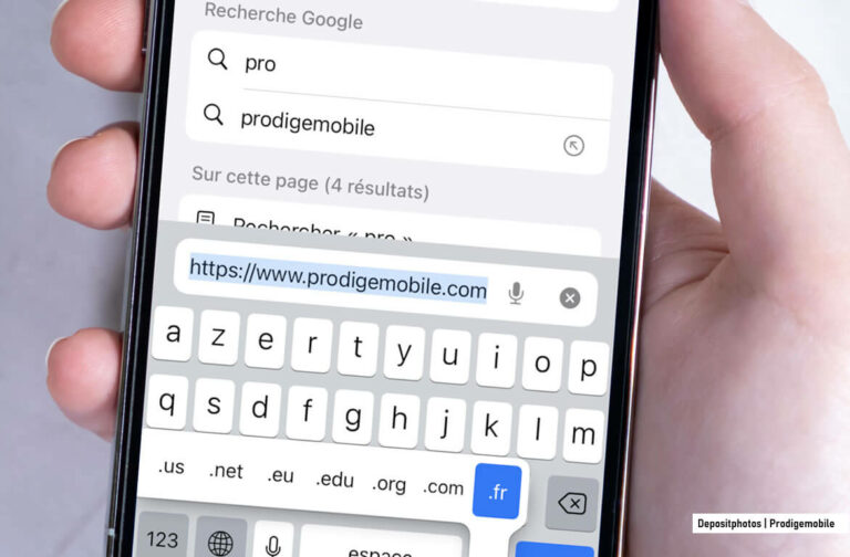 Saisie rapide d’une adresse URL dans Safari sur iPhone grâce au raccourci de la touche point