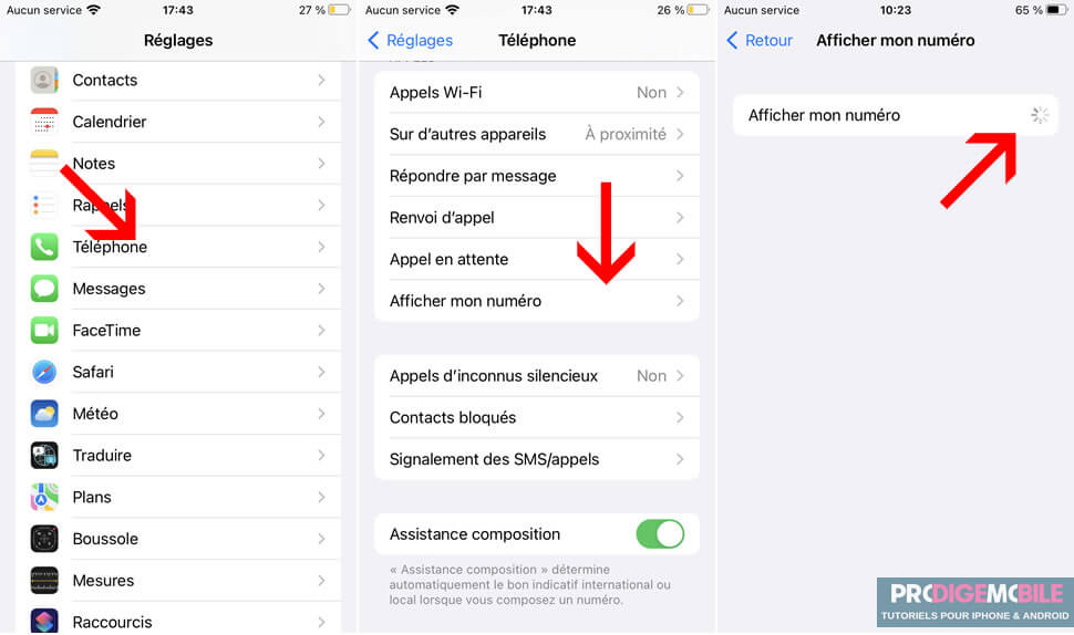 Méthode pour désactiver la fonction Afficher mon numéro sur un iPhone