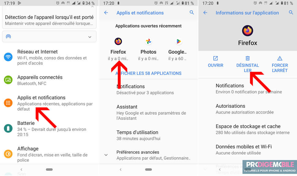 Suppression d’une application par défaut depuis les paramètres Android