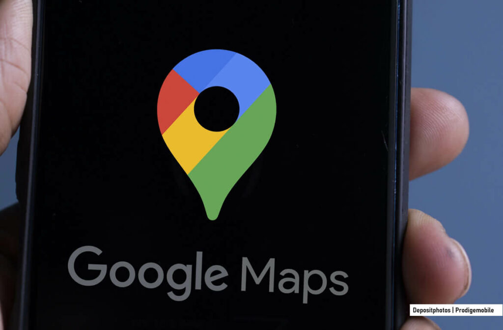 Page d’accueil de Google Maps sur un smartphone