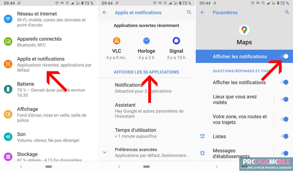 Autoriser l’affichage des notifications après l’envoi d’un itinéraire depuis un ordinateur