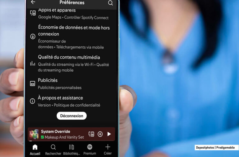 Application Spotify qui se ferme automatiquement sur un smartphone Android