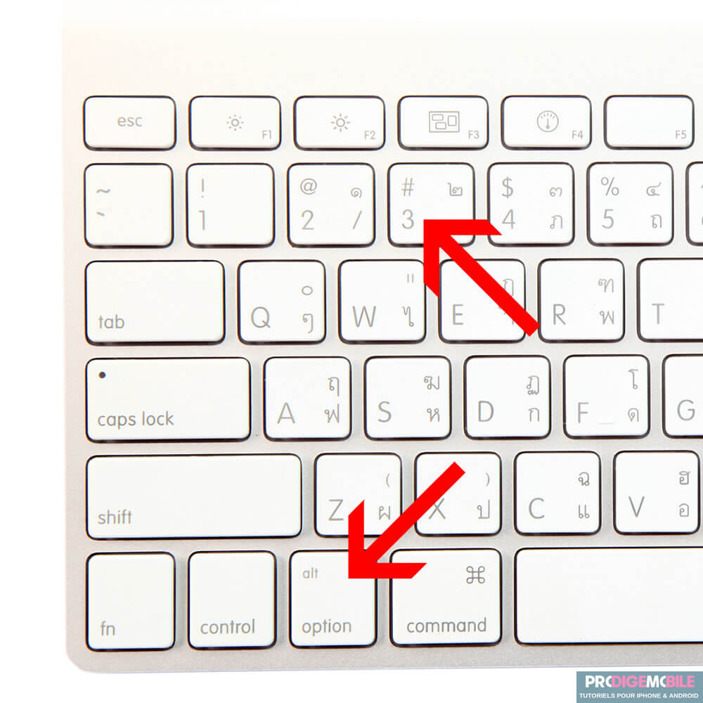 Raccourci Option + 3 permettant d’écrire le signe # sur un clavier Mac QWERTY