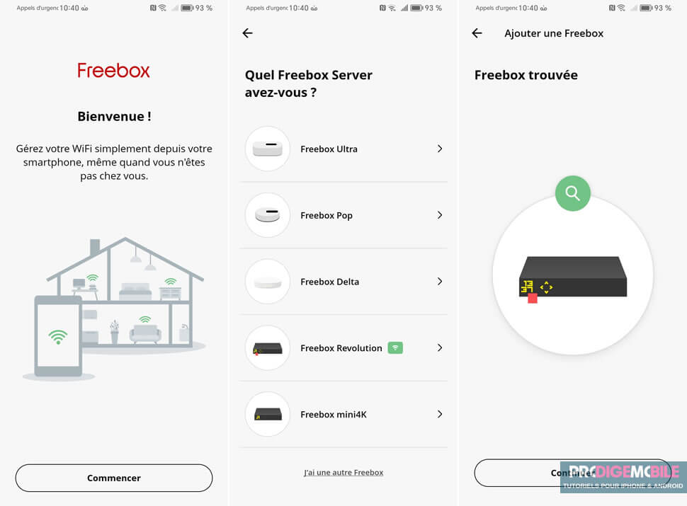 Menu de configuration de la télécommande virtuelle dans l’application Freebox Connect