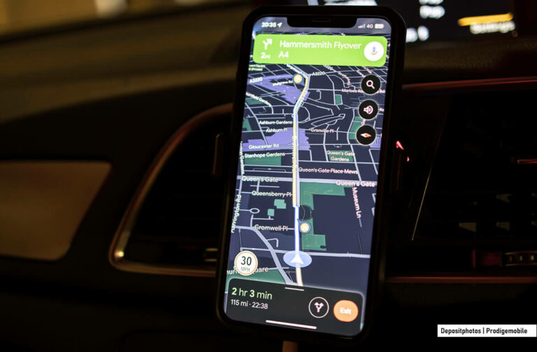 Interface de Google Maps lors d’une navigation