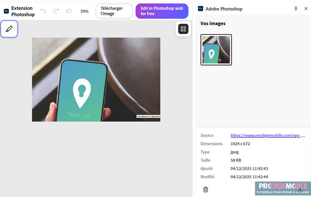 Adobe Photoshop version Chrome permettant la retouche d’image directement depuis le navigateur