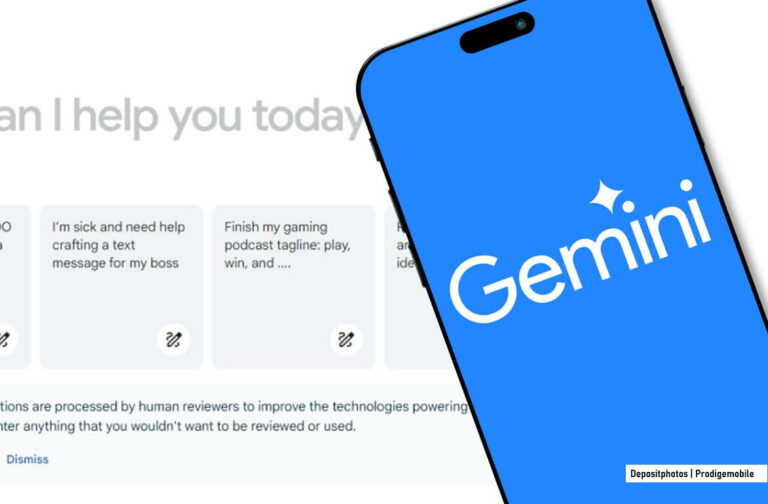 Icône Gemini affichée dans la version mobile de Chrome sur iOS