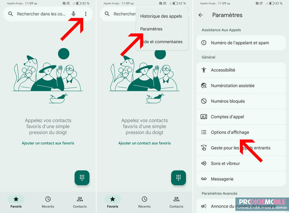 Menu des paramètres de Google Téléphone montrant l’option garder le mode portrait lors des appels