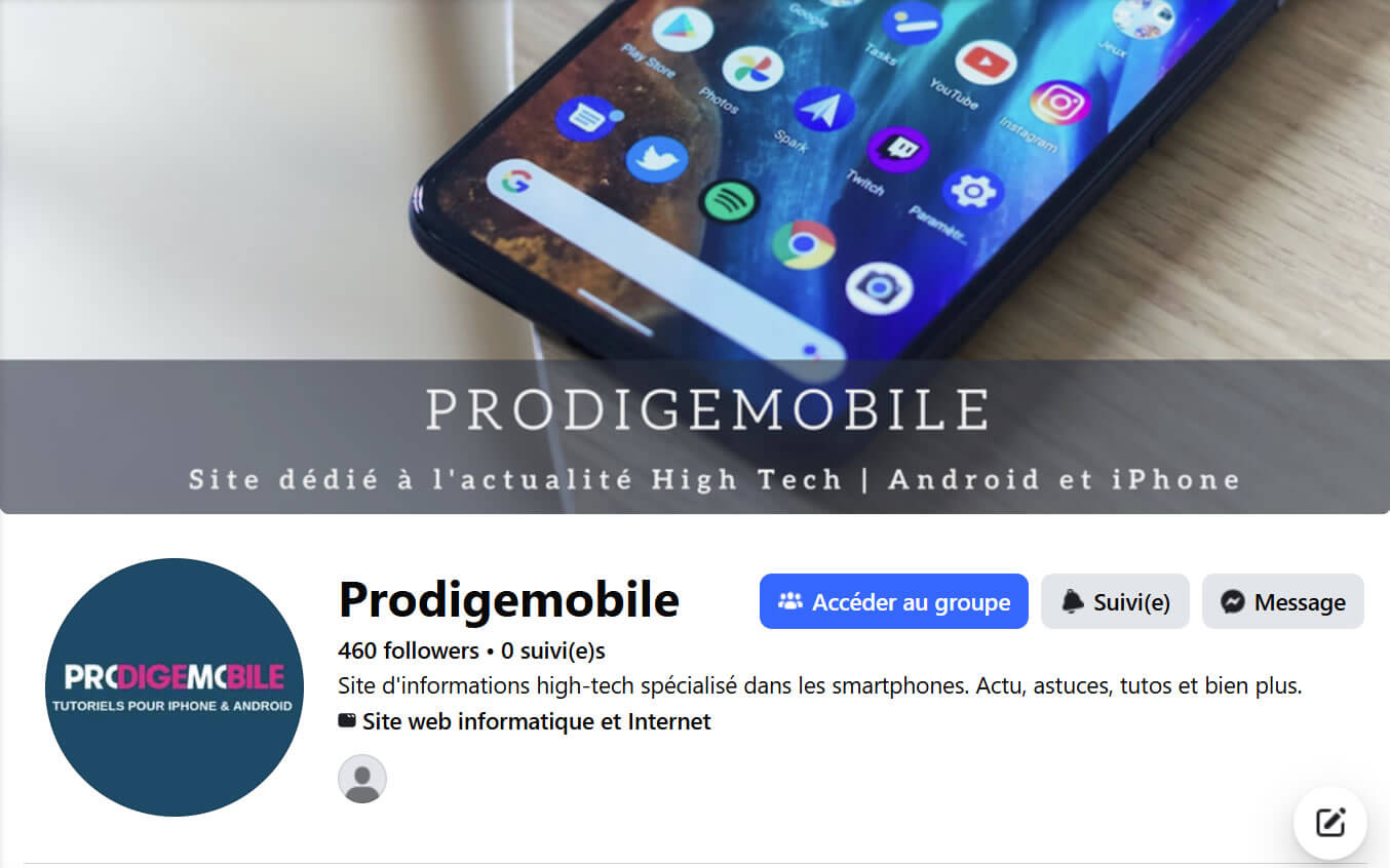 Profil Facebook affichant une photo de couverture au-dessus de la photo de profil