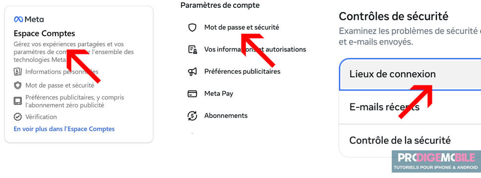Déconnexion de Facebook Messenger depuis un navigateur web via le centre de comptes Meta