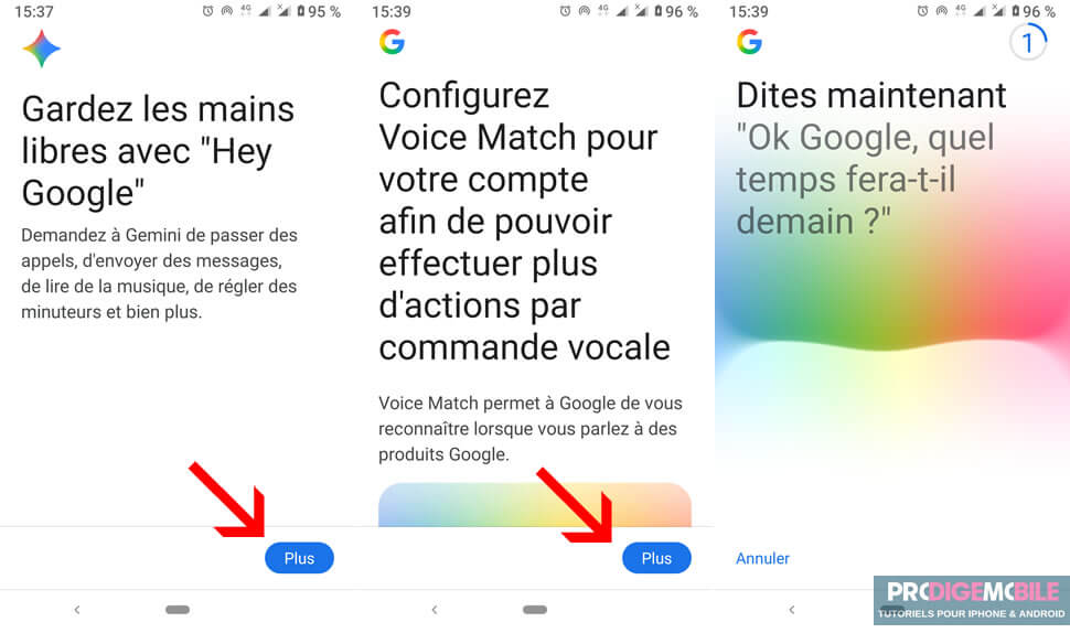 Enregistrement de la voix pour activer la commande Ok Google sur Android