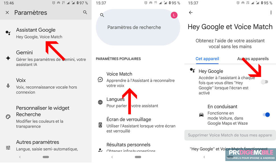 Configuration de Hey Google et Voice Match sur téléphone Android