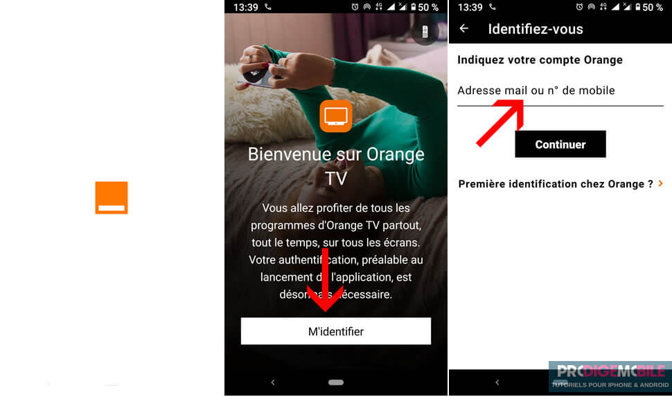 Application Orange TV utilisée sur smartphone avec un forfait mobile Sosh