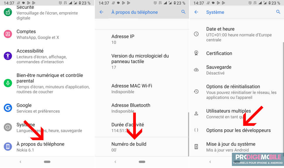 Activer les options développeur Android pour autoriser une localisation fictive