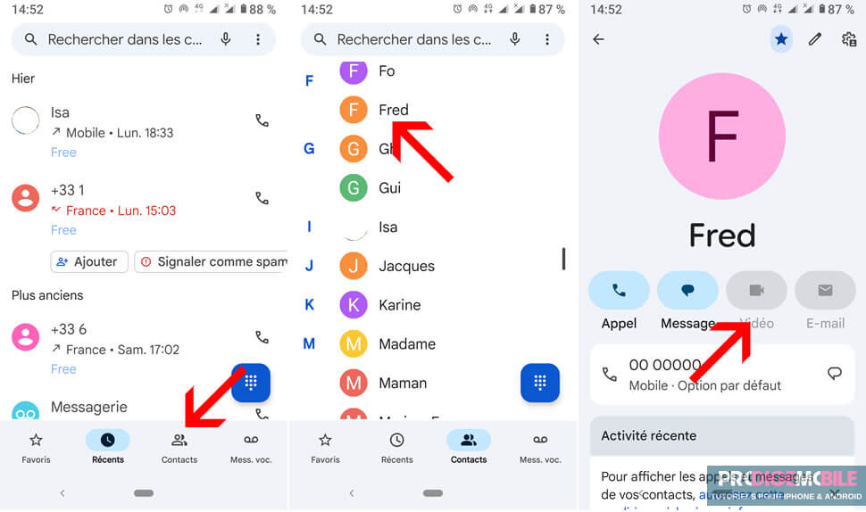 Appel visio passé à l’aide des outils natifs d’Android sans application tierce