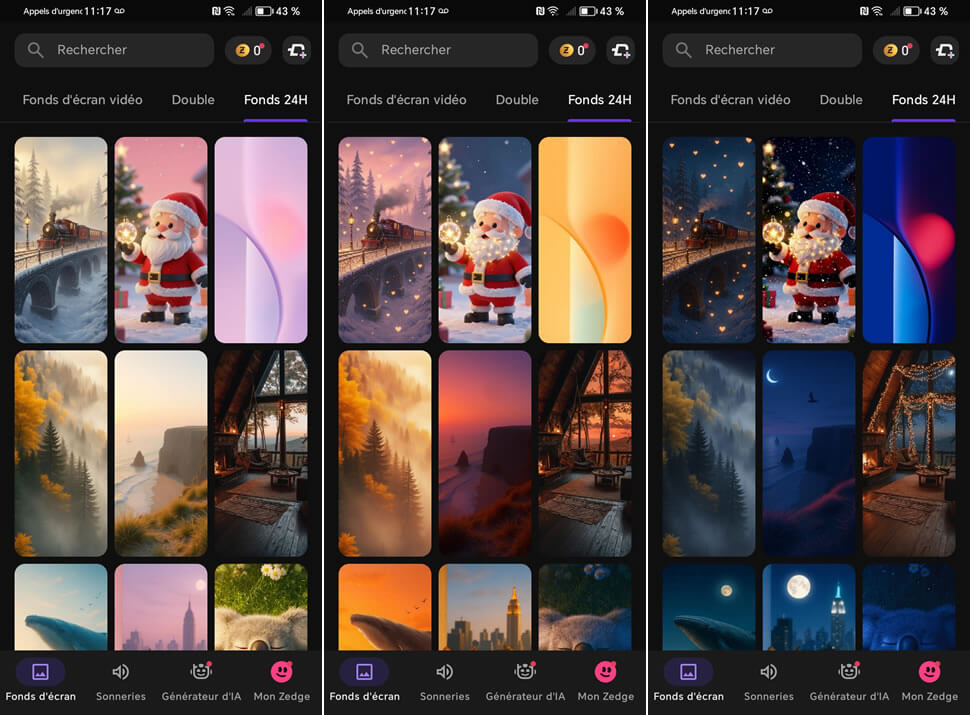 Fond d’écran Zedge changeant suivant l’heure de la journée