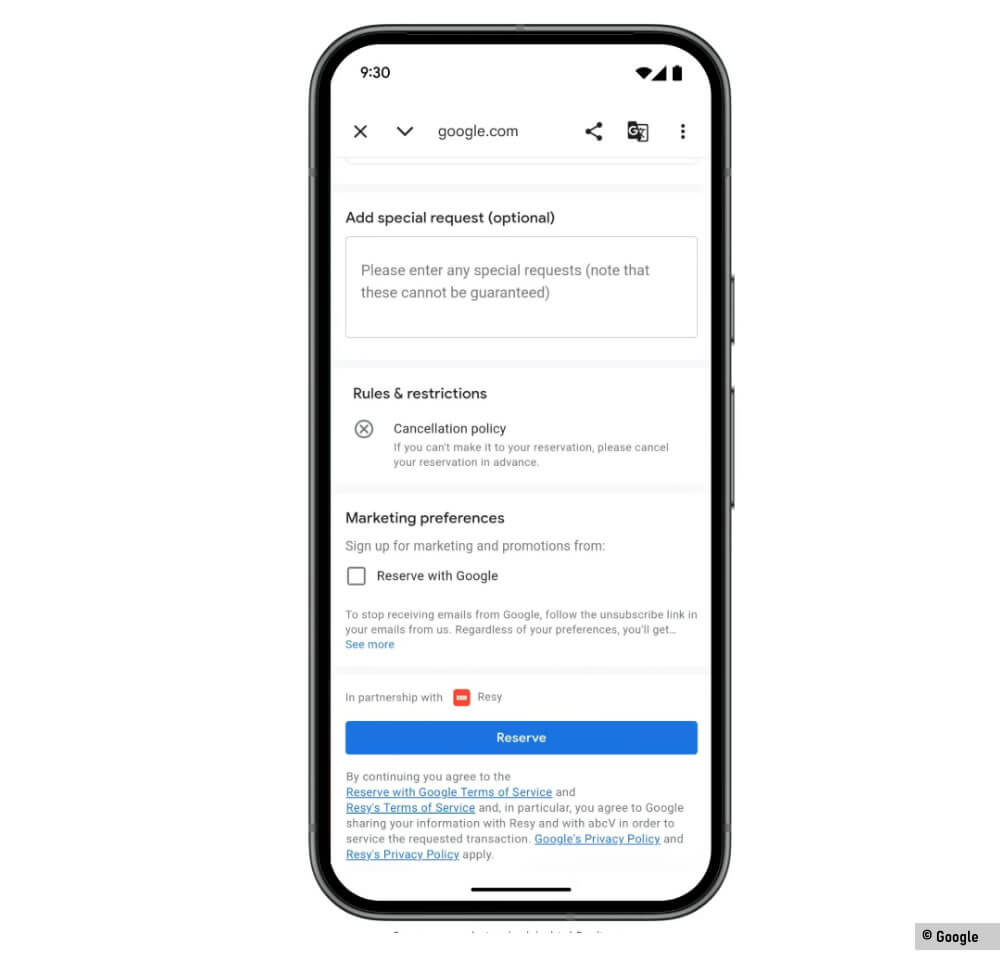 Réserver une table dans un restaurant directement depuis l’application Google Maps