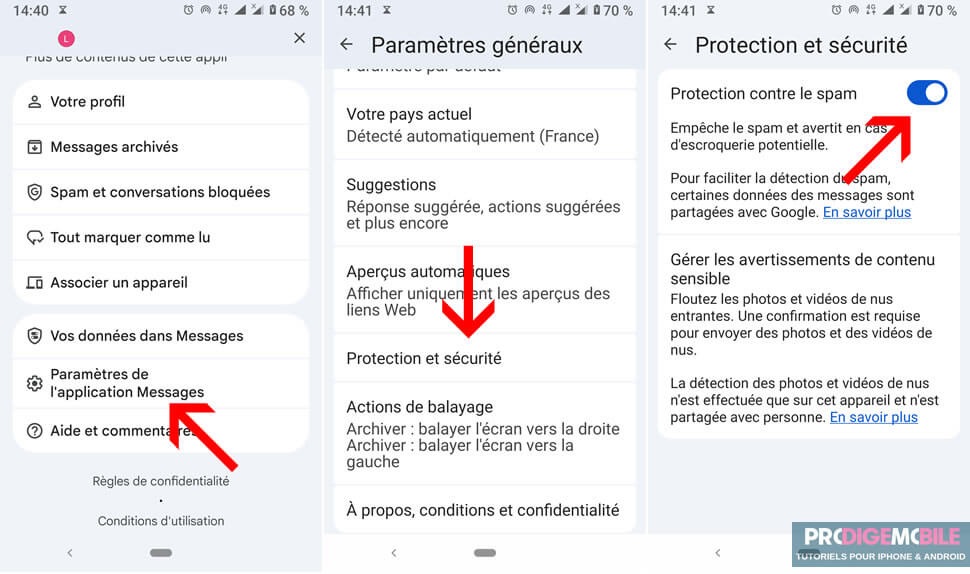 Activer le filtre anti spam sur un smartphone Android