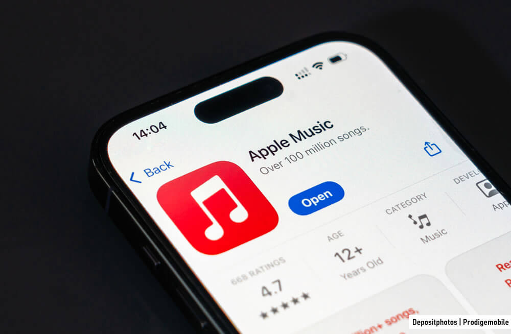 Bibliothèque de fichiers MP3 affichée dans l’application Apple Music sur iPhone