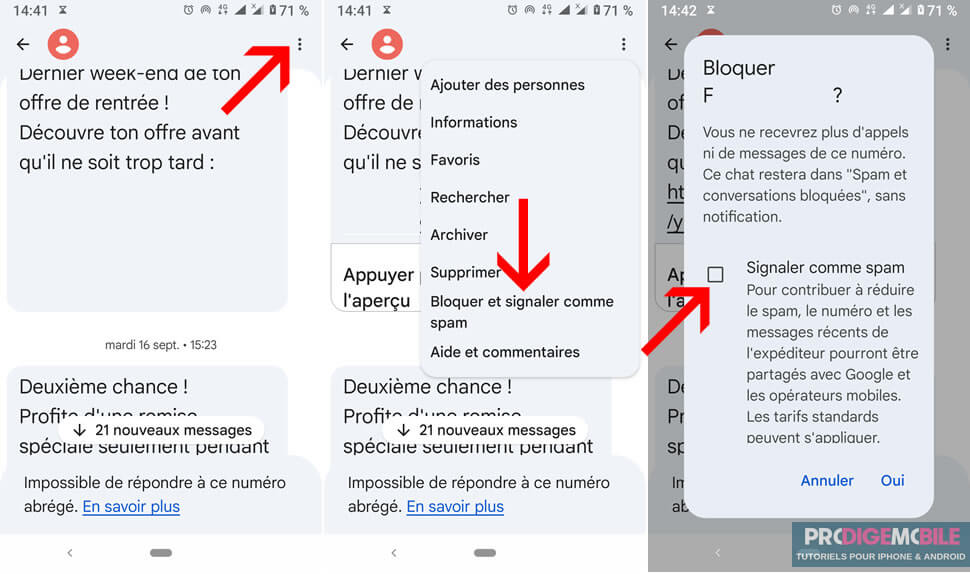 Bloquer un SMS indésirable sur Android avec Google Messages