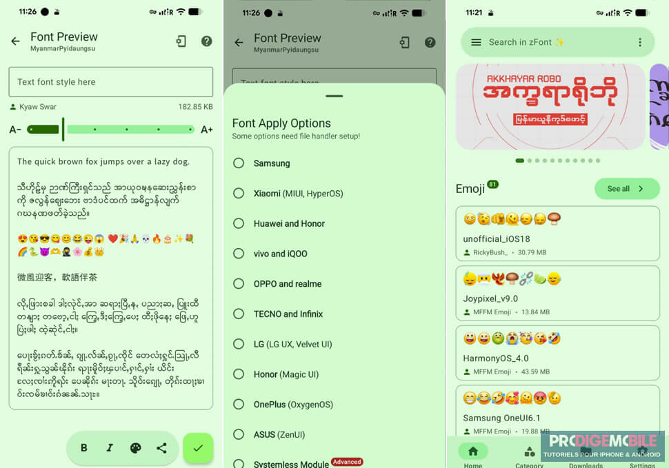 Changer l’apparence des émojis avec l’application ZFont 3